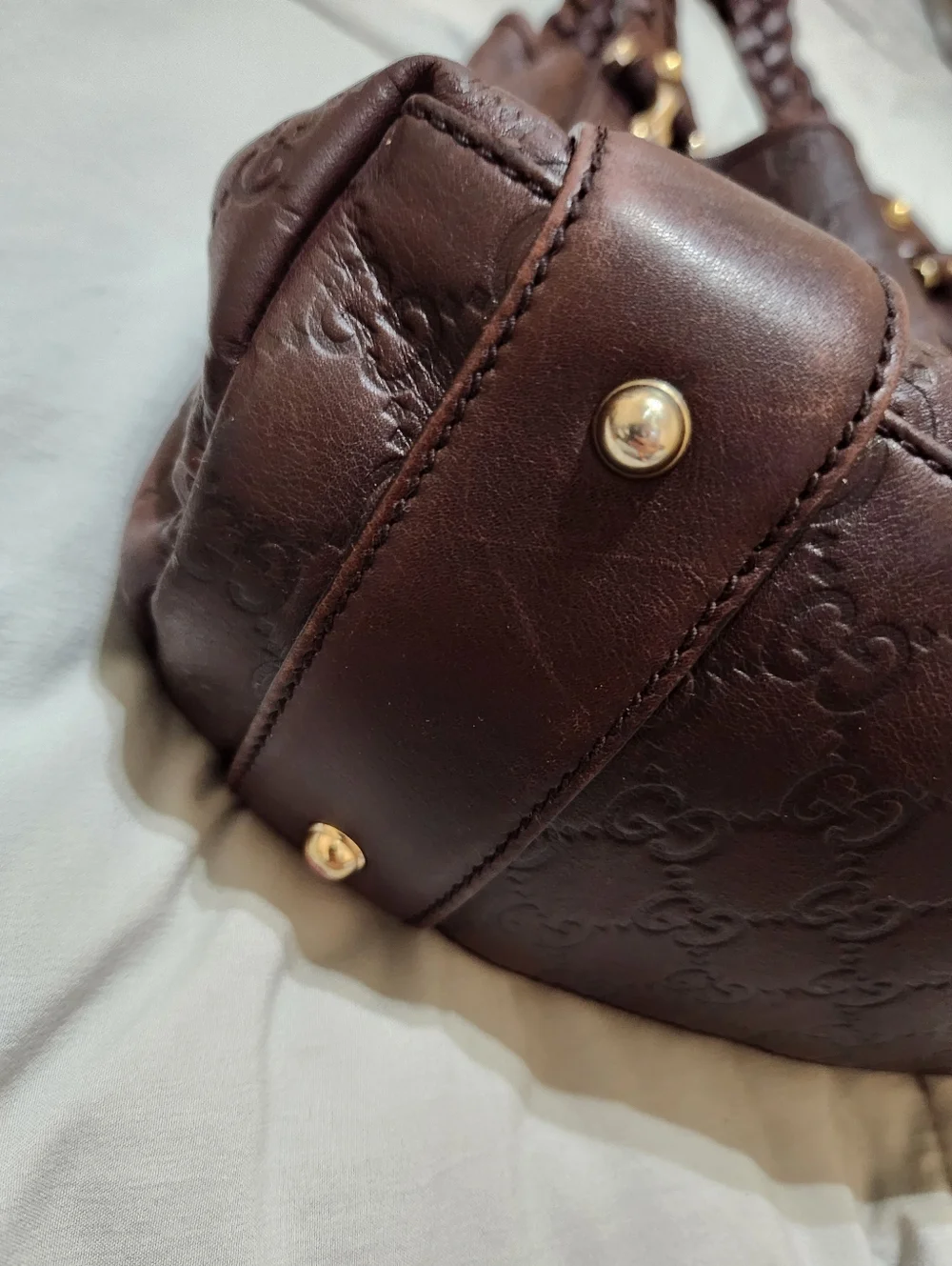 Authentic Gucci Pelham Brown Guccissima Horsebit Medium Hobo Bag